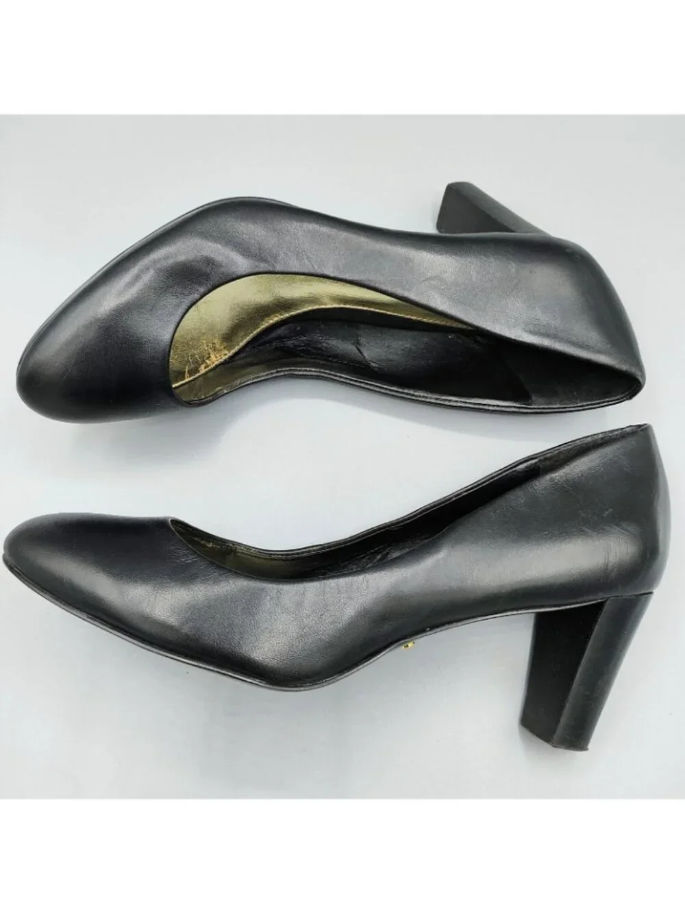 Lauren Ralph Lauren Womens Black Leather Block Heel Pumps (Size 8B)